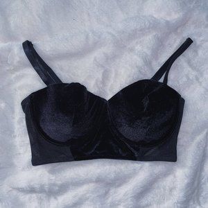 Velvet Black Balconette Bra Size 36C